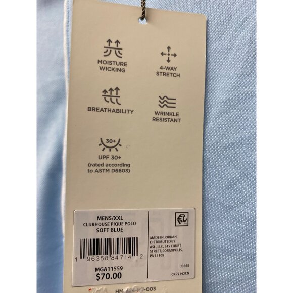 Walter Hagen Men's Soft Blue Clubhouse Pique Golf Polo T Shirt Size XXL NWT - Picture 5 of 6